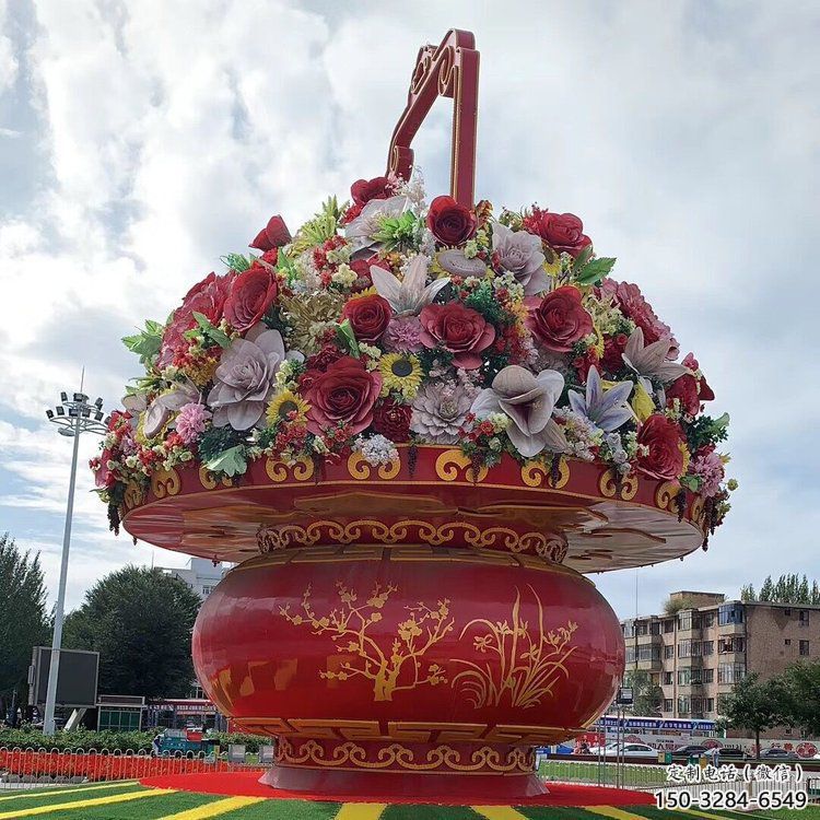 廣場花籃雕塑，抽象水景雕塑，抽象效果