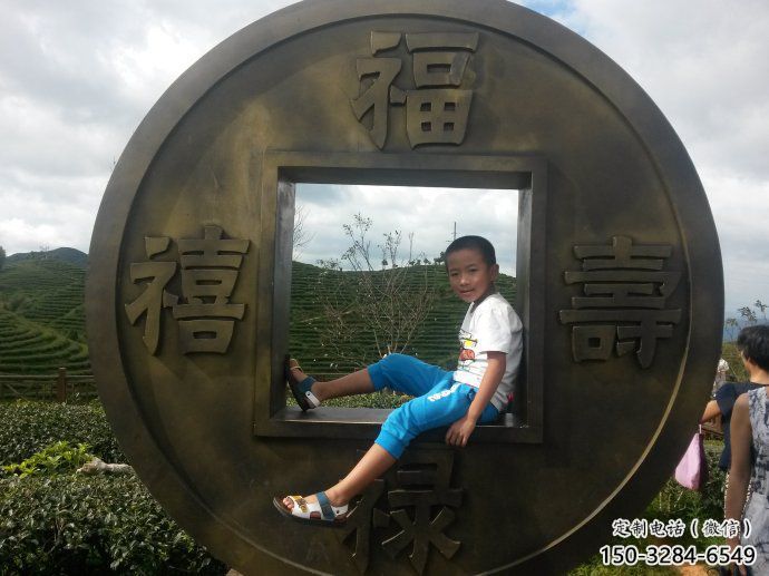 房地產銅錢雕塑，仿古景觀雕塑，噴砂制造