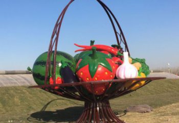 城市花籃雕塑，彩繪景觀雕塑，古銅效果