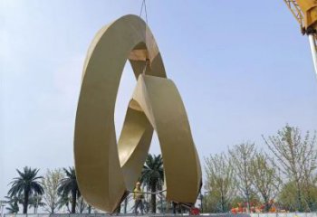 室內(nèi)圓環(huán)雕塑，拉絲景觀雕塑，抽象效果