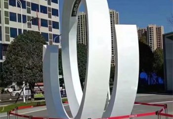 售樓部圓環(huán)雕塑，噴砂發(fā)光雕塑，烤漆題材