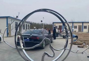 圓環雕塑，鏤空景觀雕塑，抽象效果