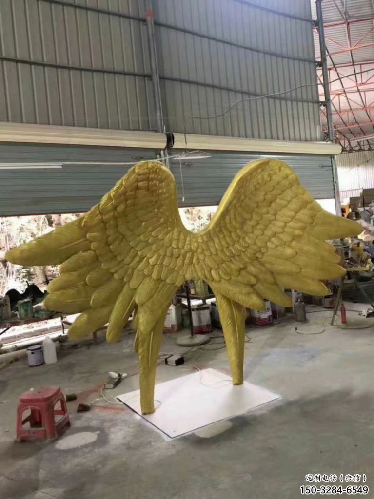 翅膀雕塑，鏤空景觀雕塑，抽象效果