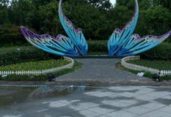 室內翅膀雕塑，拉絲景觀雕塑，抽象效果