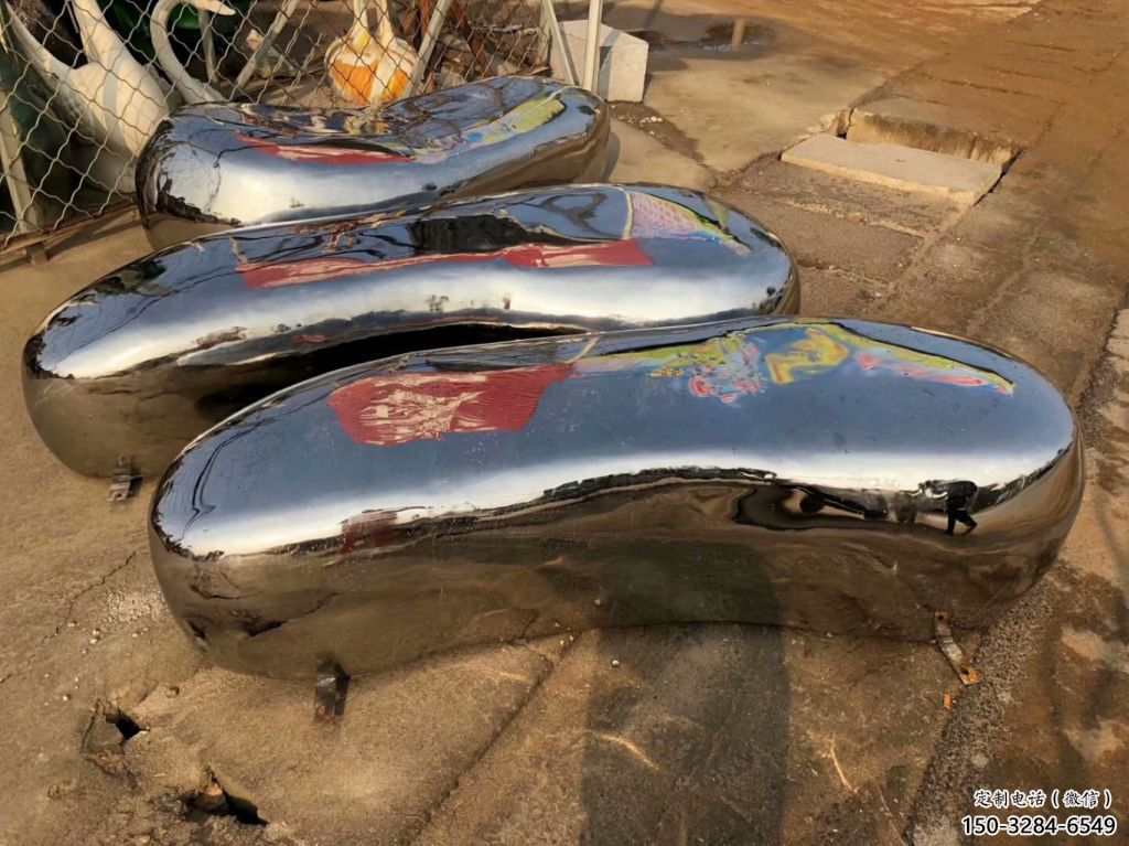 城市坐凳雕塑，公園園林雕塑，鏡面效果