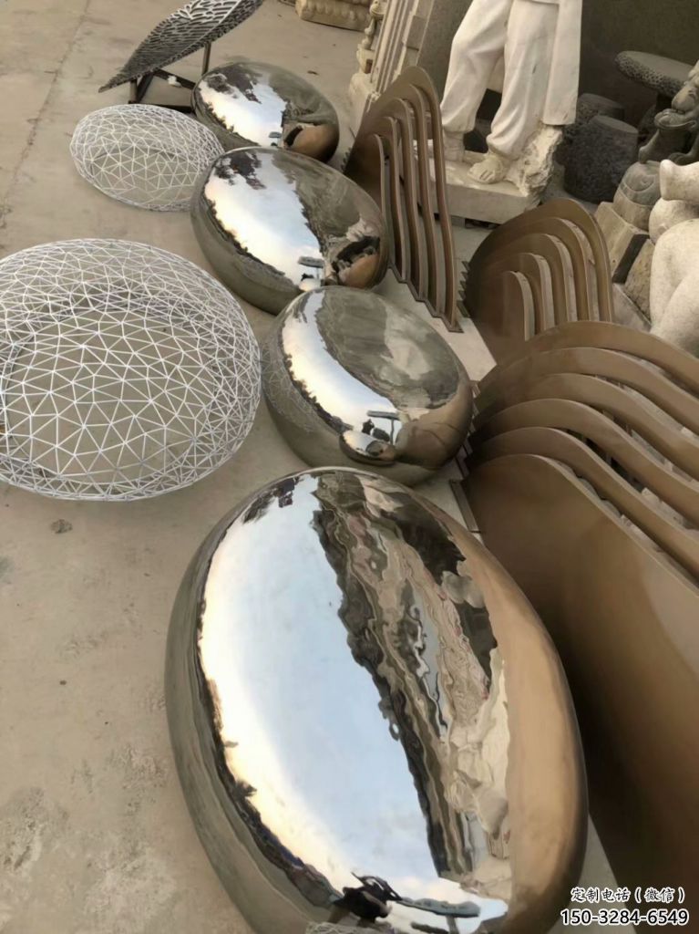 廣場坐凳雕塑，抽象景觀雕塑，鏡面效果