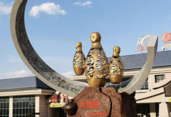 公園酒瓶雕塑，噴砂發光雕塑，鍛造工藝