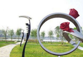 戶外戒指雕塑 噴漆景觀小品 燈光雕塑
