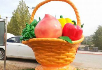 大型商場(chǎng)果籃雕塑 仿真景觀擺件 鏡面雕塑