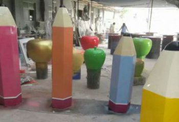 大門口鉛筆雕塑 發光公園小品 仿真雕塑