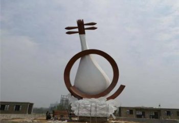 廣場(chǎng)吉他雕塑 抽象景觀小品 烤漆雕塑