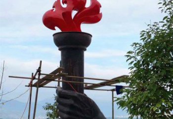 大門口火焰雕塑 發光公園小品 仿真雕塑