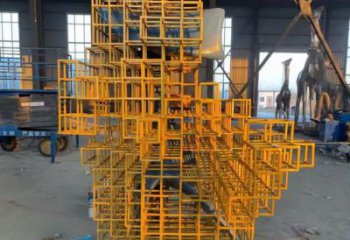 街頭積木雕塑 大型別墅區(qū)擺件 鋼管雕塑