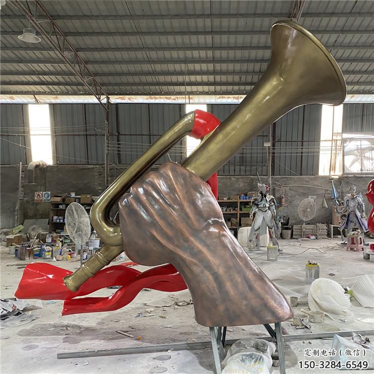 城市軍號雕塑 風(fēng)景區(qū)彩繪雕塑 抽象擺件