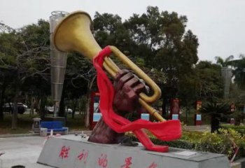 烤漆軍號雕塑 鋼管景觀小品 室內(nèi)雕塑