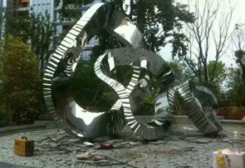 大型飄帶雕塑 歐式步行街擺件 彩繪雕塑