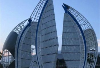 燈光船艇雕塑 懸空餐飲店小品 商業街雕塑