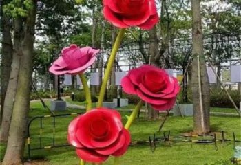 步行街玫瑰雕塑 游樂場景觀花朵雕塑 鑄造雕塑