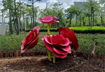 草地玫瑰雕塑 現(xiàn)代校園花朵雕塑 大型雕塑