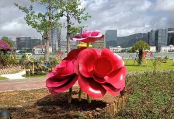 大門口玫瑰雕塑 發(fā)光公園花朵雕塑 仿真雕塑