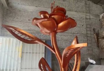 街頭玫瑰雕塑 大型別墅區(qū)擺件 鋼管雕塑