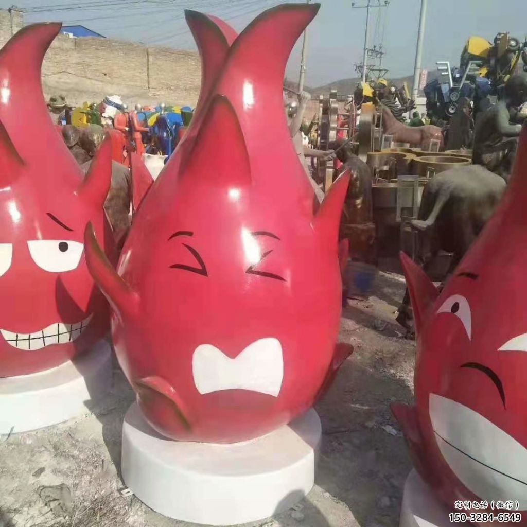 抽象火龍果雕塑 店門口彩繪雕塑 步行街擺件