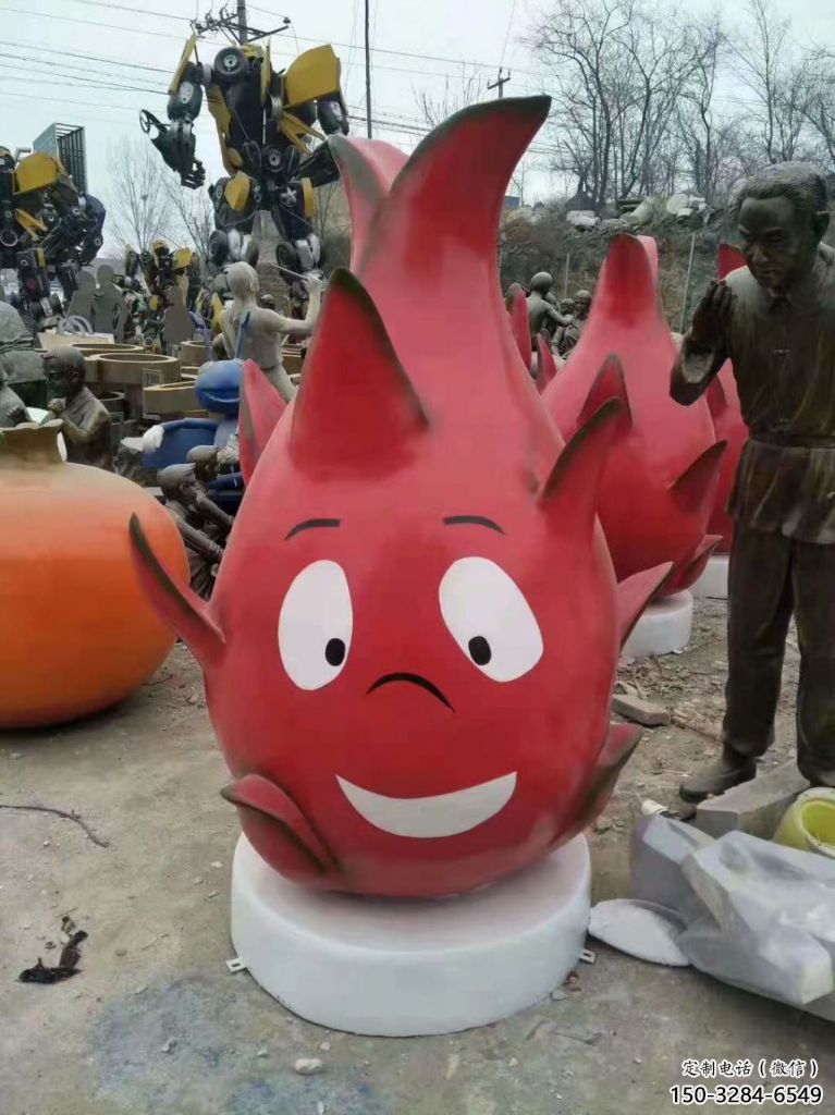 大型火龍果雕塑 商業(yè)街廣場雕塑 古銅色擺件