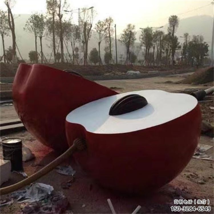 廣場(chǎng)蘋(píng)果雕塑 抽象果蔬雕塑 烤漆水果雕塑