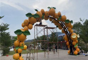 噴漆橙子雕塑 中式村口水果雕塑 草地雕塑