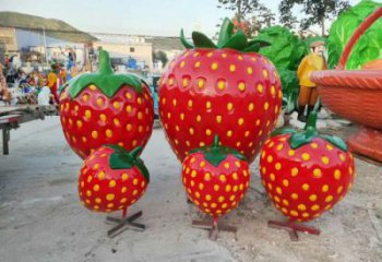 公園草莓雕塑 酒店門(mén)口雕塑 彩繪擺件