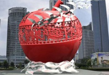 售樓處蘋(píng)果雕塑 商業(yè)街仿真雕塑 水果擺件