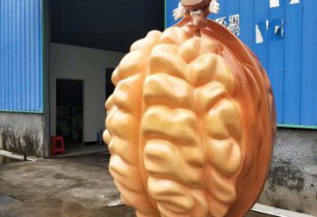 抽象核桃雕塑 店門口彩繪雕塑 步行街?jǐn)[件