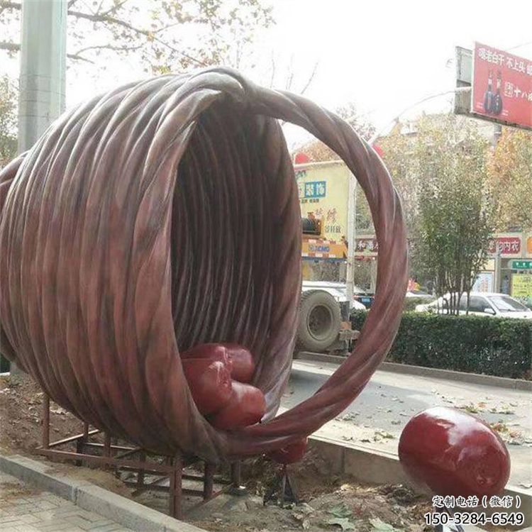 現代紅棗雕塑 大型別墅區擺件 博物館雕塑