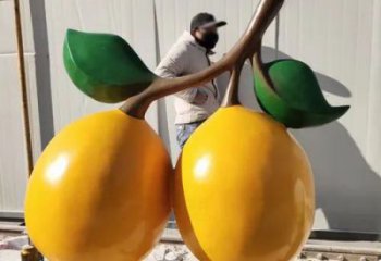 抽象枇杷雕塑 店門(mén)口彩繪雕塑 步行街?jǐn)[件