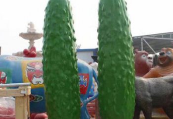商業(yè)街黃瓜雕塑 烤漆瓜果雕塑 彩繪瓜果雕塑