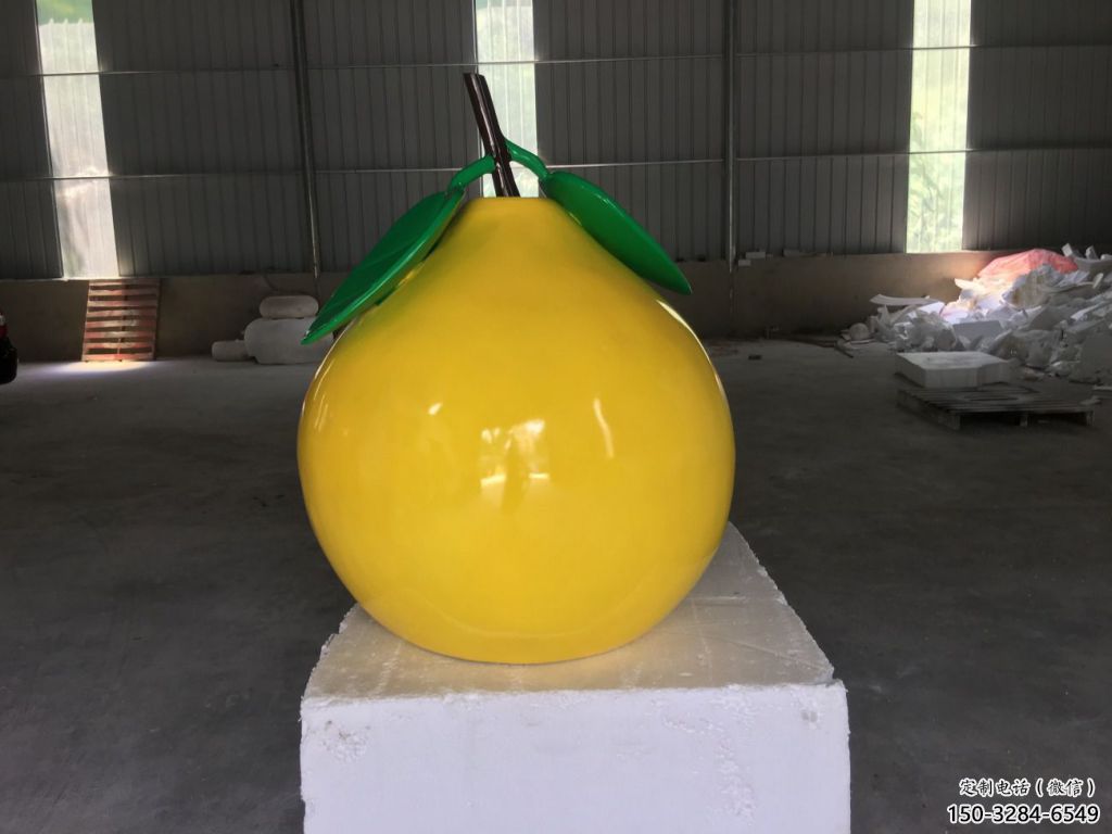 房地產(chǎn)柚子雕塑 現(xiàn)代景觀水果雕塑 幾何果蔬雕塑