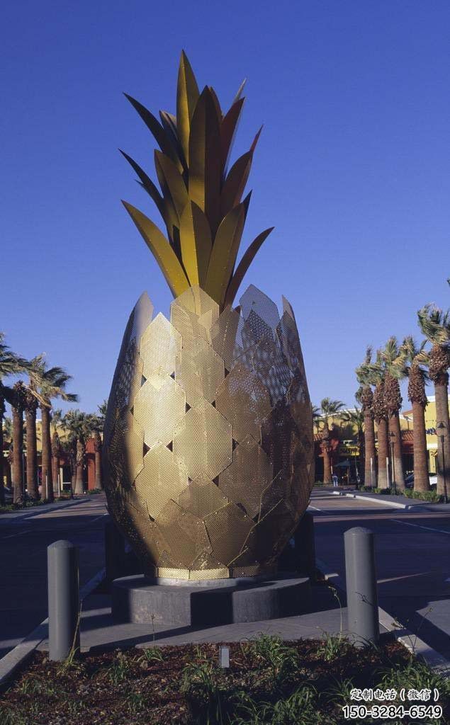 商業(yè)街菠蘿雕塑 烤漆果蔬雕塑 彩繪水果雕塑