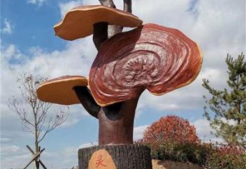 政府靈芝雕塑 仿真景觀植物雕塑 烤漆果蔬雕塑