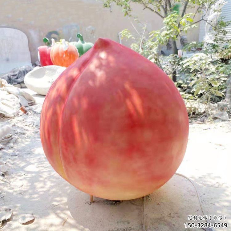 廣場(chǎng)水蜜桃雕塑 抽象果蔬雕塑 烤漆水果雕塑