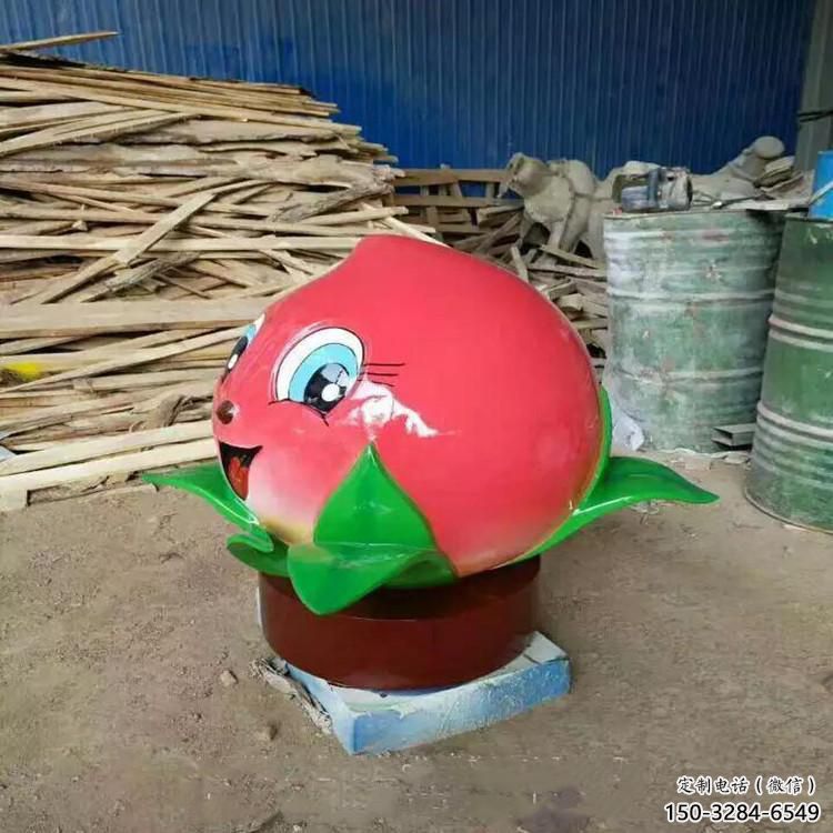 庭院水蜜桃雕塑 公園草地果蔬雕塑 鍛造水果雕塑