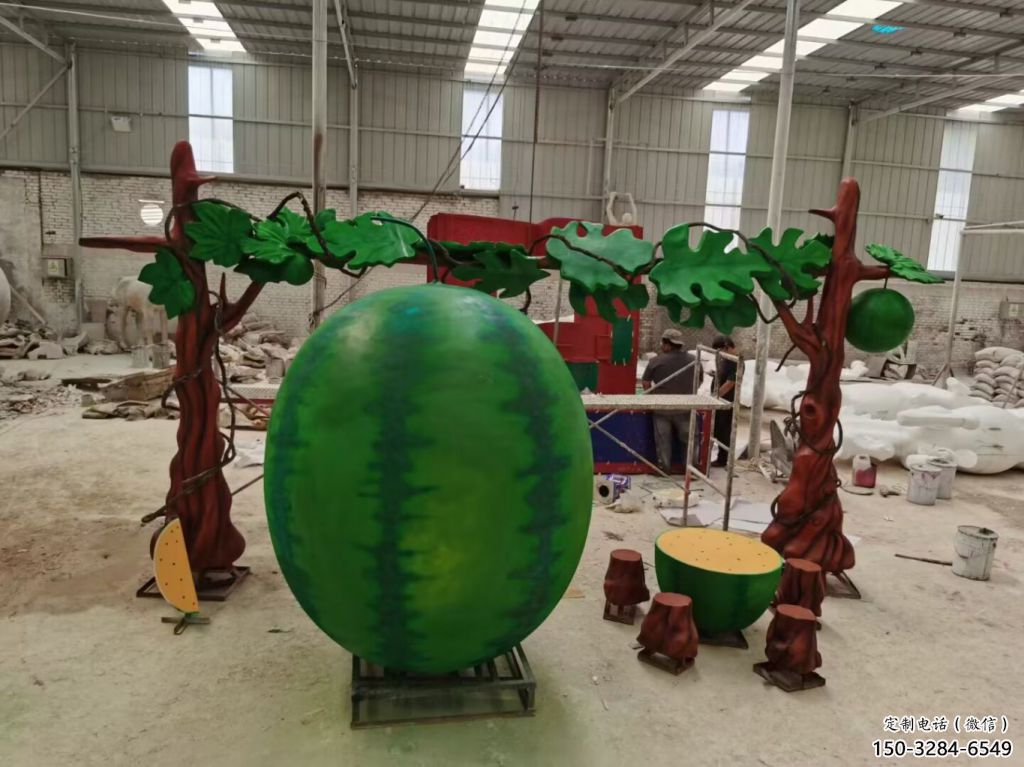 商業(yè)街西瓜雕塑 售樓處雕塑 果蔬擺件