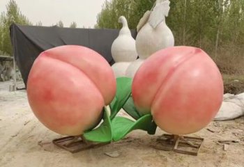 草地水蜜桃雕塑 現(xiàn)代校園果蔬雕塑 大型水果雕塑