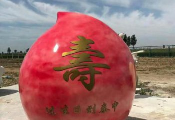 創(chuàng)意水蜜桃雕塑 步行街店門口雕塑 水果小品