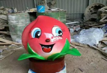 戶外水蜜桃雕塑 噴漆果蔬雕塑 燈光水果雕塑