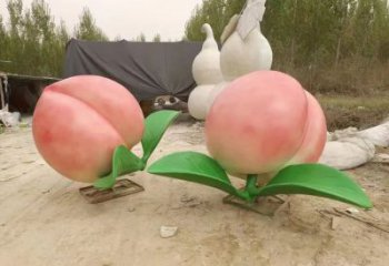 酒店水蜜桃雕塑 景觀美陳果蔬雕塑 現(xiàn)代水果雕塑