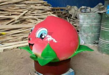 庭院水蜜桃雕塑 公園草地果蔬雕塑 鍛造水果雕塑