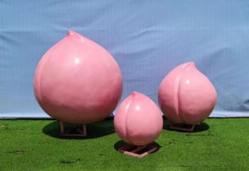 園林水蜜桃雕塑 大型果蔬雕塑 中式水果雕塑