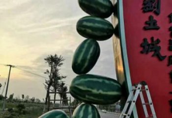 農村西瓜雕塑 抽象藝術水果雕塑 烤漆果蔬雕塑