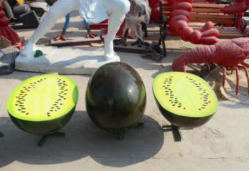 西瓜雕塑 仿真景觀水果雕塑 烤漆果蔬雕塑