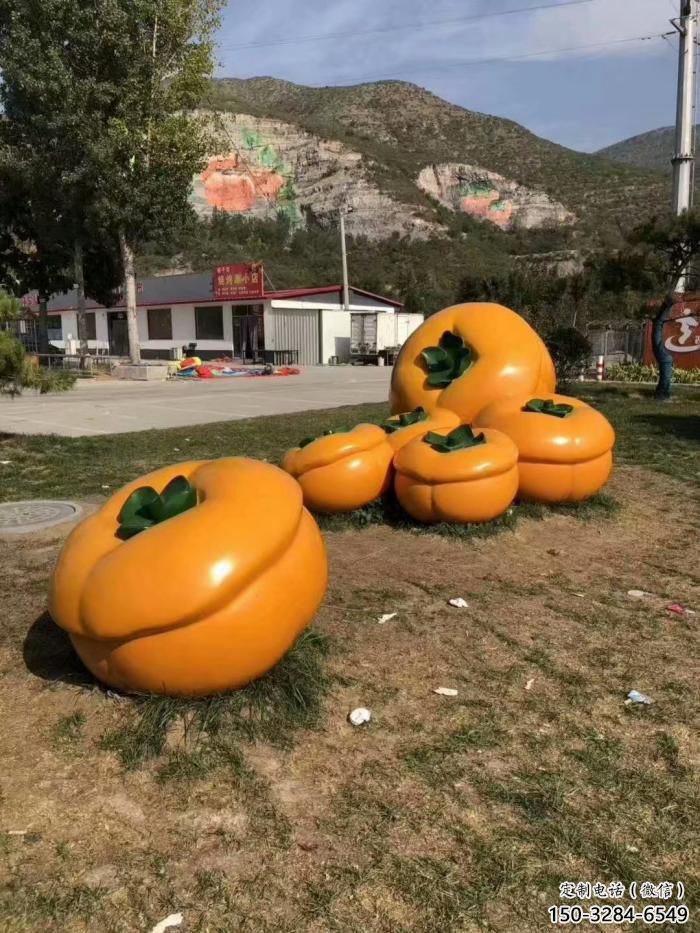 仿真柿子雕塑 店門(mén)口園林雕塑 水果小品